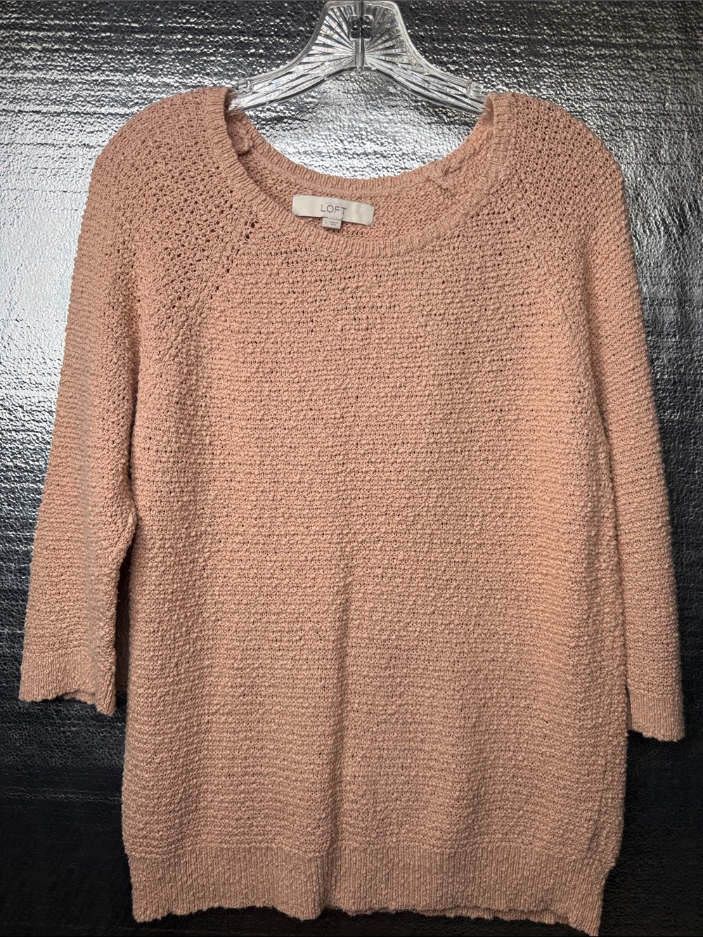 LOFT Blush Crewneck Textured Knit Sweater